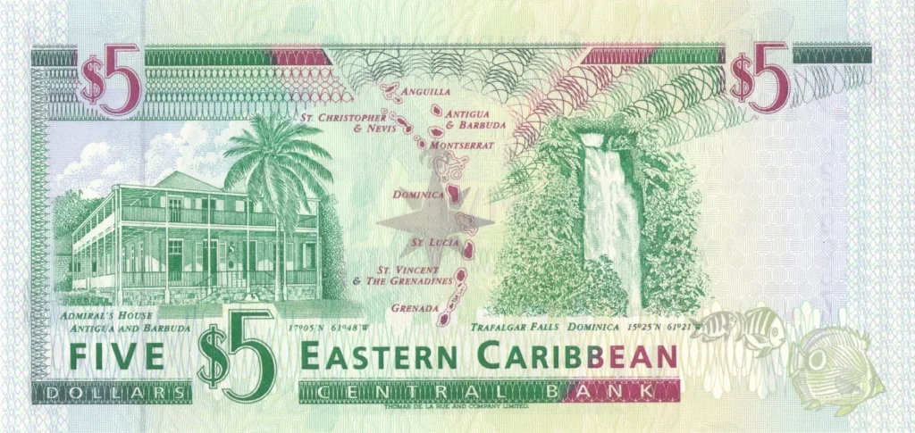 EAST CARIBBEAN STATES 5 Dollars 1994 Pick 31 back side - EAST CARIBBEAN STATES