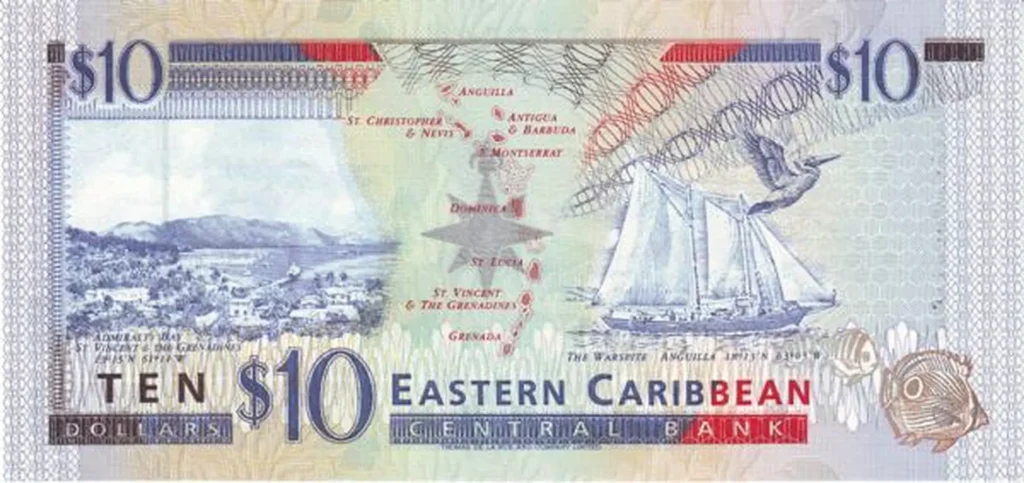 EAST CARIBBEAN STATES 10 Dollars 1994 Pick 32 back side - EAST CARIBBEAN STATES