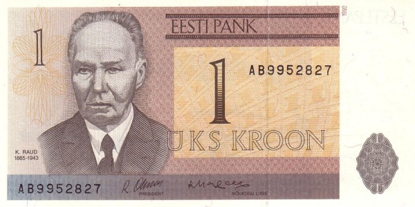 ESTONIA 1 Kroon 1992 Pick 69