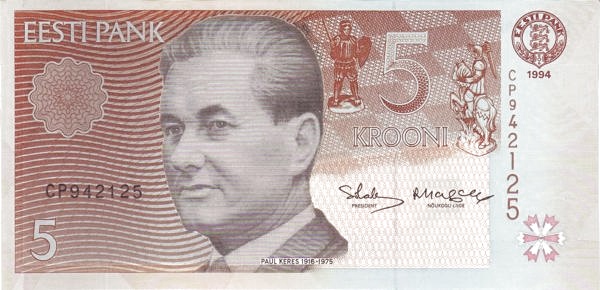 ESTONIA 5 Krooni 1994 Pick 76 collectible banknote