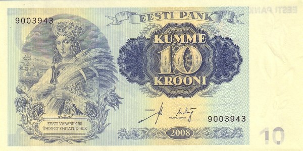 ESTONIA 10 Krooni 2008 Pick 90 collectible banknote