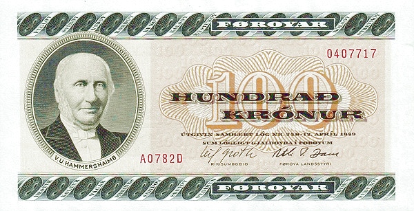 FAEROE ISLANDS 100 Krónur 1978 Pick 21 collectible banknote