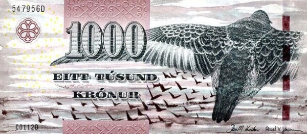 FAEROE ISLANDS 1000 Krónur 2011 Pick 33 collectible banknote