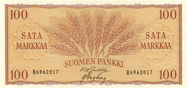 FINLAND 100 Markkaa 1957 Pick 97 collectible banknote