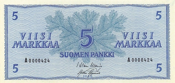 FINLAND 5 Markkaa 1963 Pick 99 collectible banknote