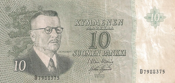 FINLAND 10 Markkaa 1963 Pick 100