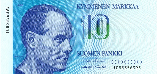 FINLAND 10 Markkaa 1986 Pick 113 collectible banknote