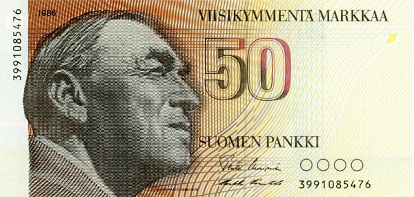 FINLAND 50 Markkaa 1986 Pick 114 collectible banknote