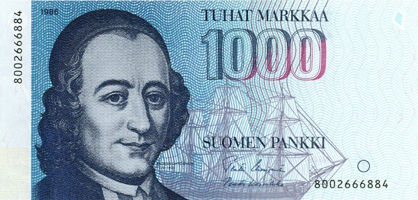 FINLAND 1000 Markkaa 1986 Pick 117 collectible banknote