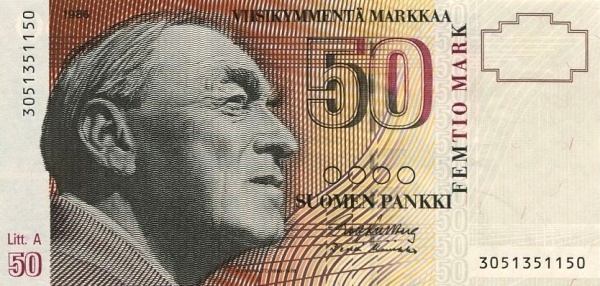 FINLAND 50 Markkaa 1986 Pick 118 collectible banknote