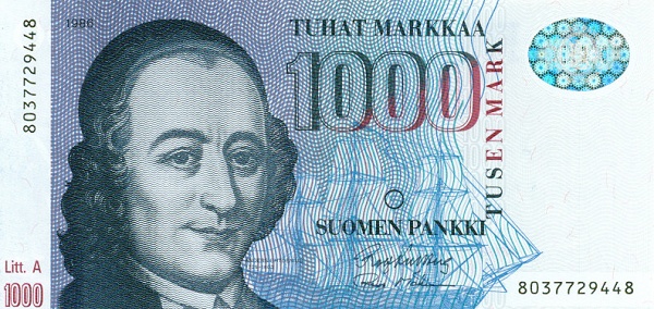 FINLAND 1000 Markkaa 1986 Pick 121 collectible banknote