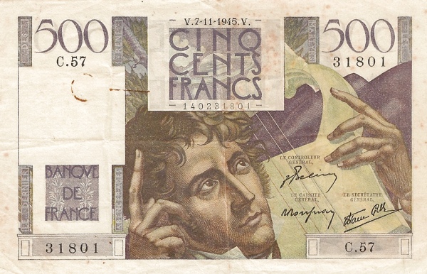 FRANCE 500 Francs 1953 Pick 129