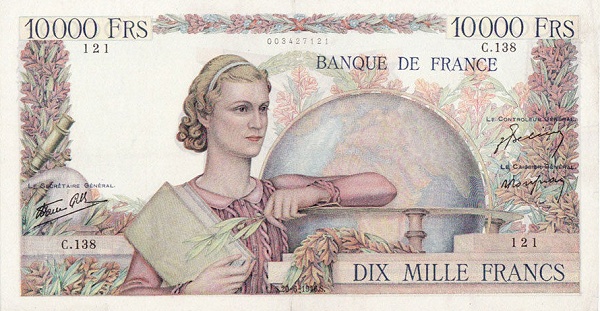 FRANCE 10000 Francs 1956 Pick 132 collectible banknote