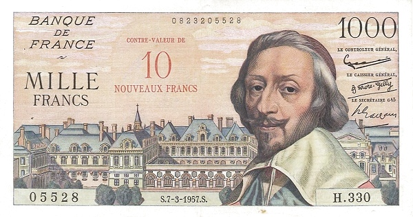 FRANCE 10 Nouveaux 1957 Pick 138 collectible banknote