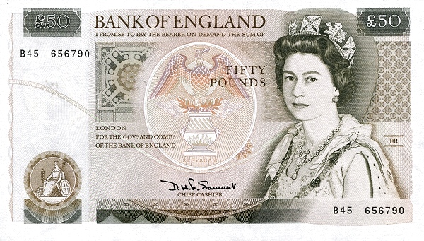 GREAT BRITAIN 50 Pounds 1981 Pick 381 collectible banknote