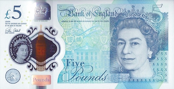 GREAT BRITAIN 5 Pounds 2015 Pick 394 collectible banknote