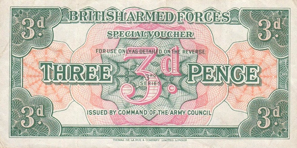GREAT BRITAIN – MILITARY 3 Pence 1956 Pick M24 collectible banknote