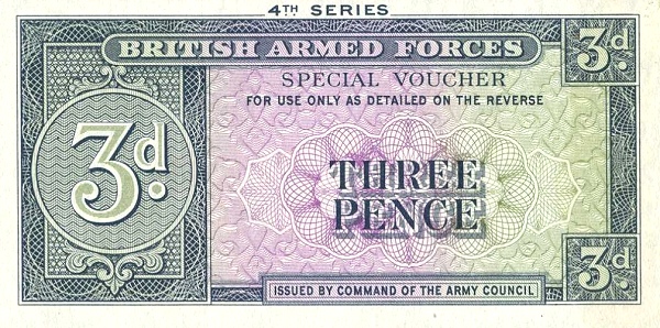 GREAT BRITAIN – MILITARY 3 Pence 1962 Pick M30 collectible banknote
