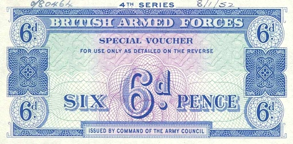 GREAT BRITAIN – MILITARY 6 Pence 1962 Pick M31 collectible banknote
