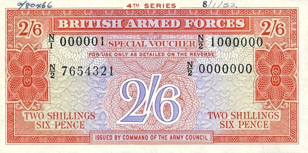 GREAT BRITAIN – MILITARY 2 Shillings 1962 Pick M33 collectible banknote