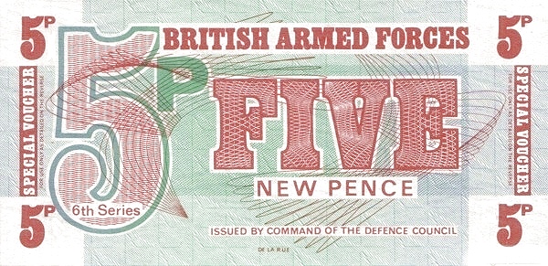 GREAT BRITAIN – MILITARY 5 New 1972 Pick M44 collectible banknote