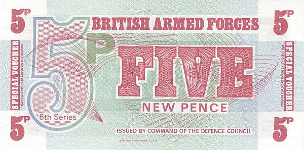 GREAT BRITAIN – MILITARY 5 New 1972 Pick M47 collectible banknote