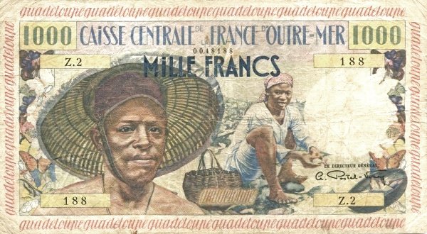 GUADELOUPE 1000 Francs 1960 Pick 39