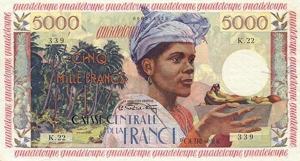 GUADELOUPE 5000 Francs 1960 Pick 40