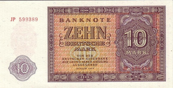 GERMAN DEMOCRATIC REPUBLIC 10 Deutsche 1955 Pick 18