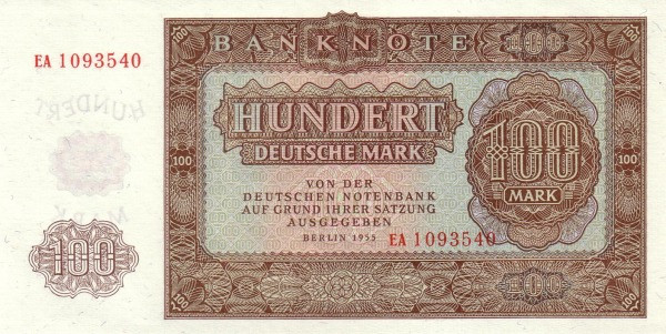 GERMAN DEMOCRATIC REPUBLIC 100 Deutsche 1955 Pick 21 collectible banknote