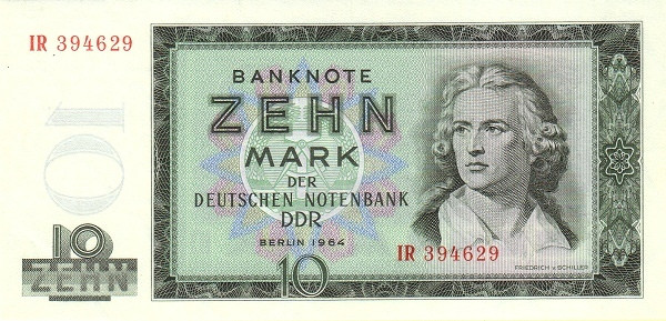 GERMAN DEMOCRATIC REPUBLIC 10 Mark 1964 Pick 23 collectible banknote