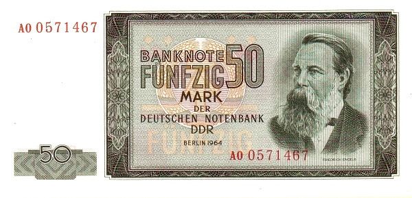 GERMAN DEMOCRATIC REPUBLIC 50 Mark 1964 Pick 25 collectible banknote