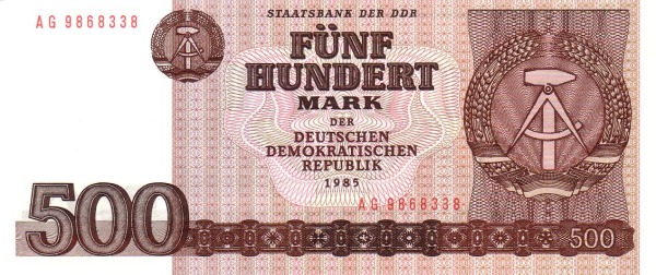 GERMAN DEMOCRATIC REPUBLIC 500 Mark 1985 Pick 33 collectible banknote