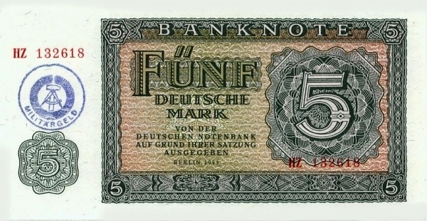 GERMAN DEMOCRATIC REPUBLIC 5 Deutsche 1955 Pick RO374 collectible banknote