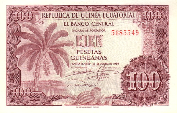 EQUATORIAL GUINEA 100 Pesetas 1969 Pick 1