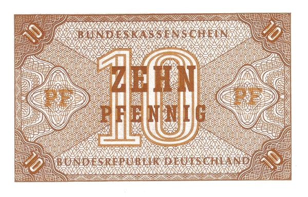 FEDERAL REPUBLIC OF GERMANY 10 Pfennig 1967 Pick 26 collectible banknote