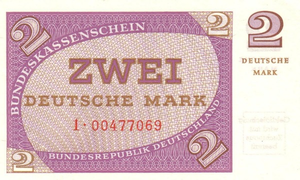 FEDERAL REPUBLIC OF GERMANY 2 Deutsche 1967 Pick 29 collectible banknote