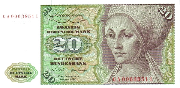 FEDERAL REPUBLIC OF GERMANY 20 Deutsche 1970 Pick 32 collectible banknote