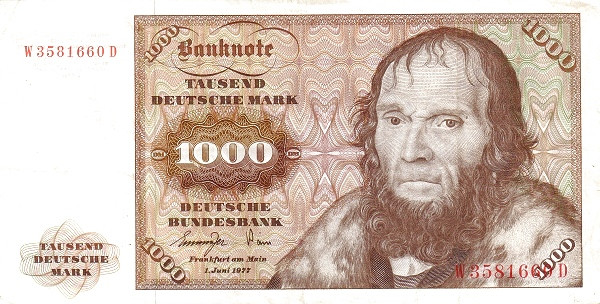FEDERAL REPUBLIC OF GERMANY 1000 Deutsche 1977 Pick 36 collectible banknote