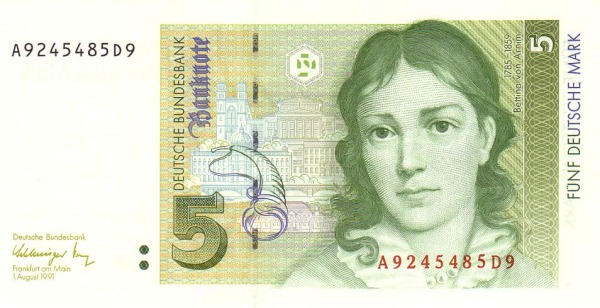 FEDERAL REPUBLIC OF GERMANY 5 Deutsche 1991 Pick 37 collectible banknote