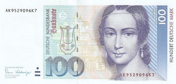 FEDERAL REPUBLIC OF GERMANY 100 Deutsche 1989 Pick 41 collectible banknote