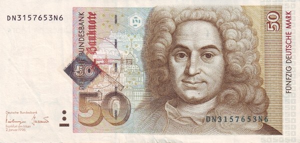 FEDERAL REPUBLIC OF GERMANY 50 Deutsche 1996 Pick 45 collectible banknote