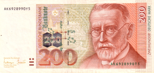 FEDERAL REPUBLIC OF GERMANY 200 Deutsche 1996 Pick 47 collectible banknote