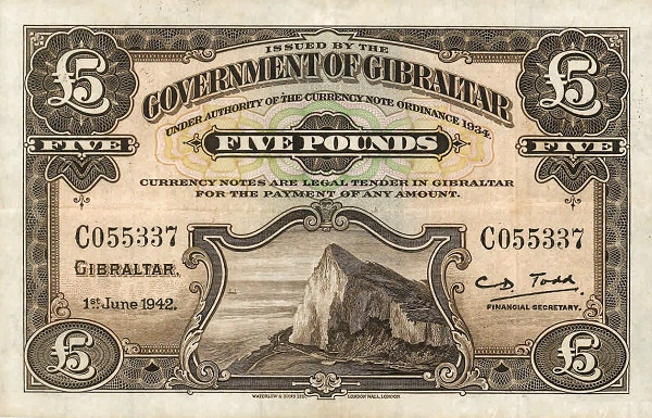 GIBRALTAR 5 Pounds 1958 Pick 16