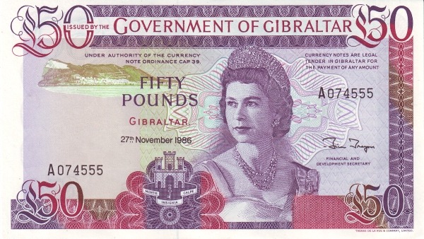 GIBRALTAR 50 Pounds 1986 Pick 24 collectible banknote