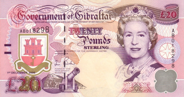 GIBRALTAR 20 Pounds 2006 Pick 33 collectible banknote
