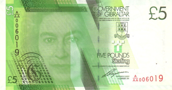 GIBRALTAR 5 Pounds 2011 Pick 35 collectible banknote