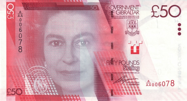 GIBRALTAR 50 Pounds 2010 Pick 38 collectible banknote