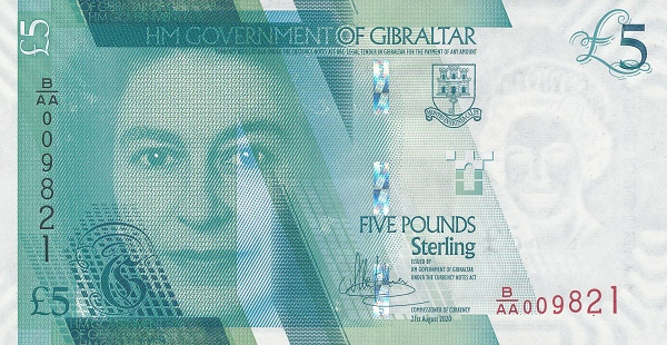 GIBRALTAR 5 Pounds 2020 Pick 42 collectible banknote