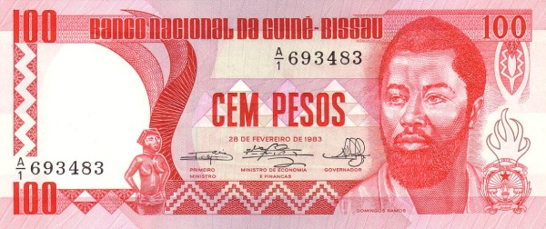 GUINEA-BISSAU 100 Pesos 1983 Pick 6 collectible banknote